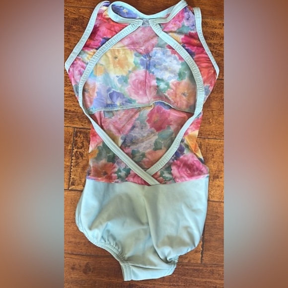 👗2 Piece Details Dancewear Mint & Pink Leotard w Mesh & a Pink Butterfly Skirt - Picture 4 of 6